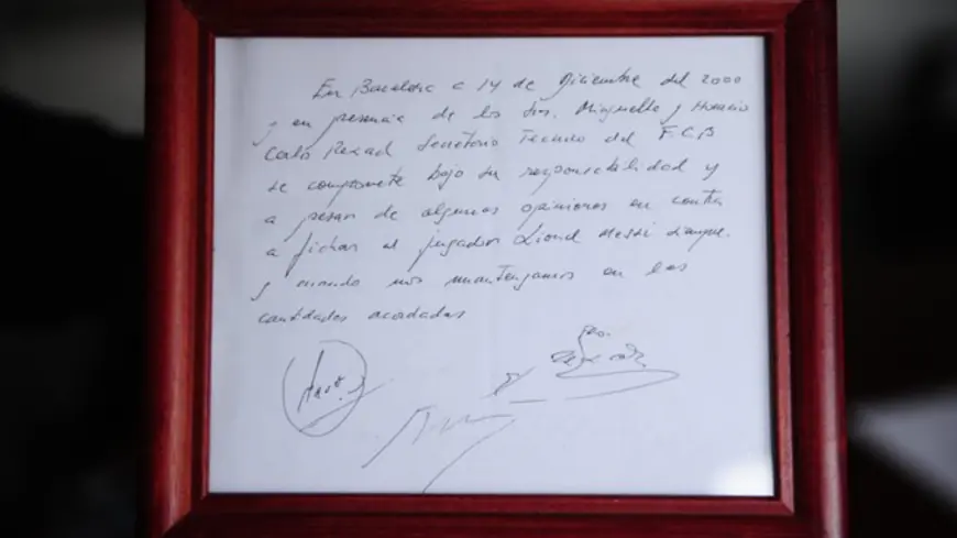 Lionel Messi's First Barcelona Contract Napkin Sold For More Than 750,000 Pounds